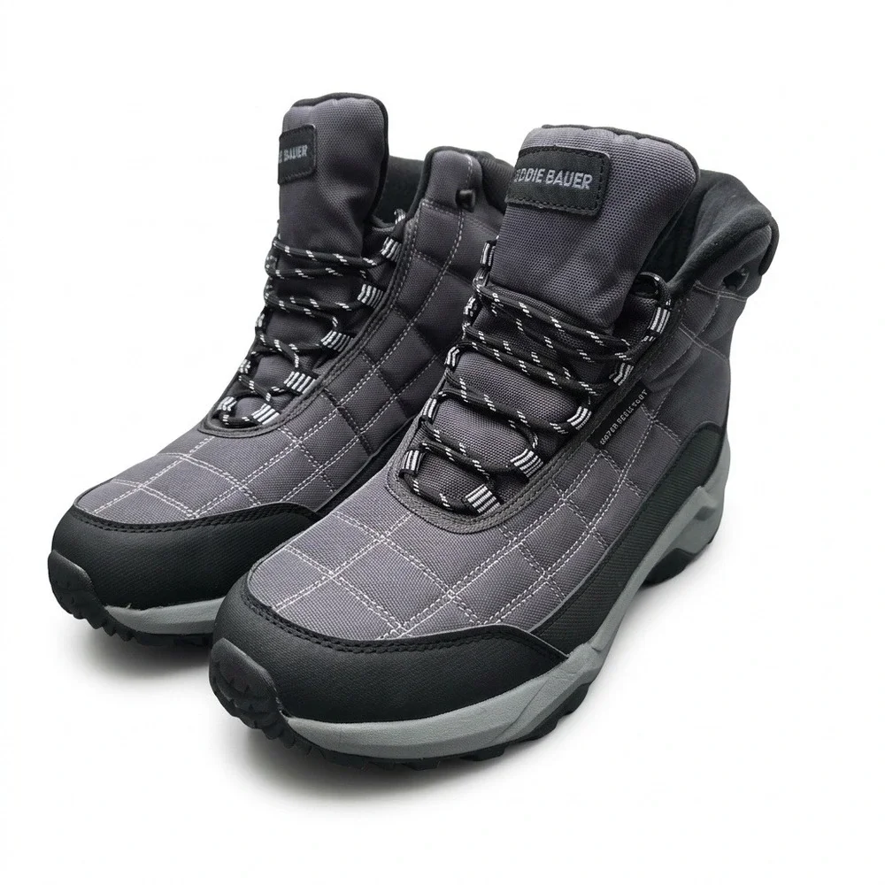 Eddie Bauer Hosmer Mens Size 9 Grey Quilted Hiking Boots Water Resistant Outdoor